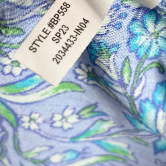 J. Crew Long Sleeve Fresco Poplin Top Womens Small Blue Floral Cotton Feminine - Picture 11 of 11